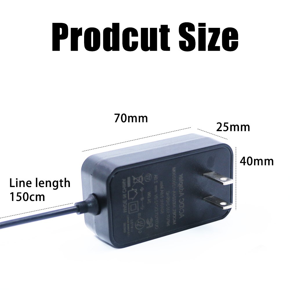 eSann Wall Pulg AC100-240V To DC12V 2A 5.5 X 2.1MM Power Male Plug Jack Adapter For LED Strip,Security Camera(AU,US,EU,UK)