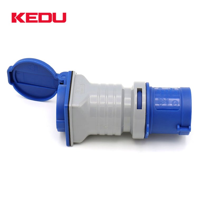 KEDU PS323-2 bule color cee 3pin industrial plug to 16A 230V shuko adapter with Semko VDE CE