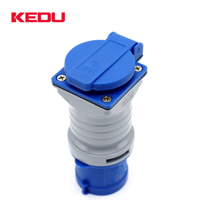 KEDU PS323-2 bule color cee 3pin industrial plug to 16A 230V shuko adapter with Semko VDE CE