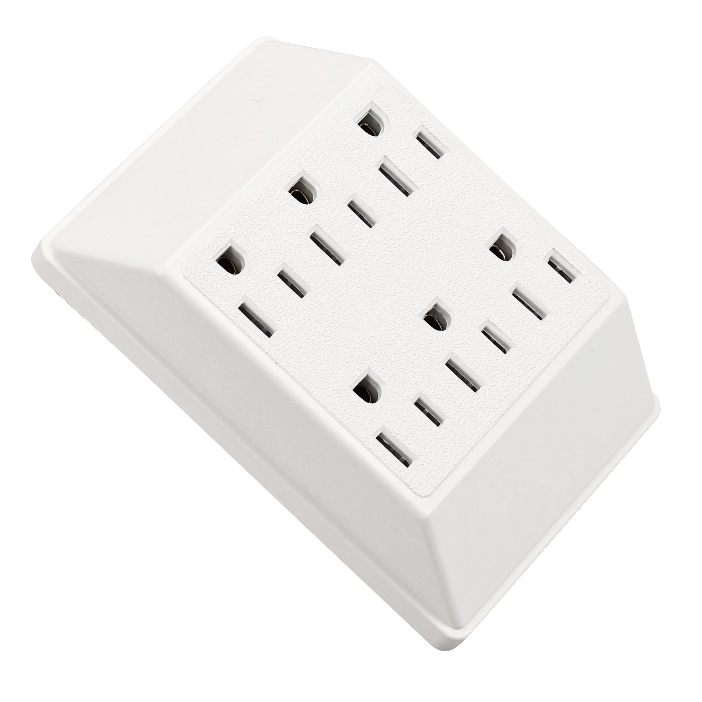 Factory Direct US 6 Outlets 125V 15A ABS Wall Charger Grounding Adapter White Changeover Plug