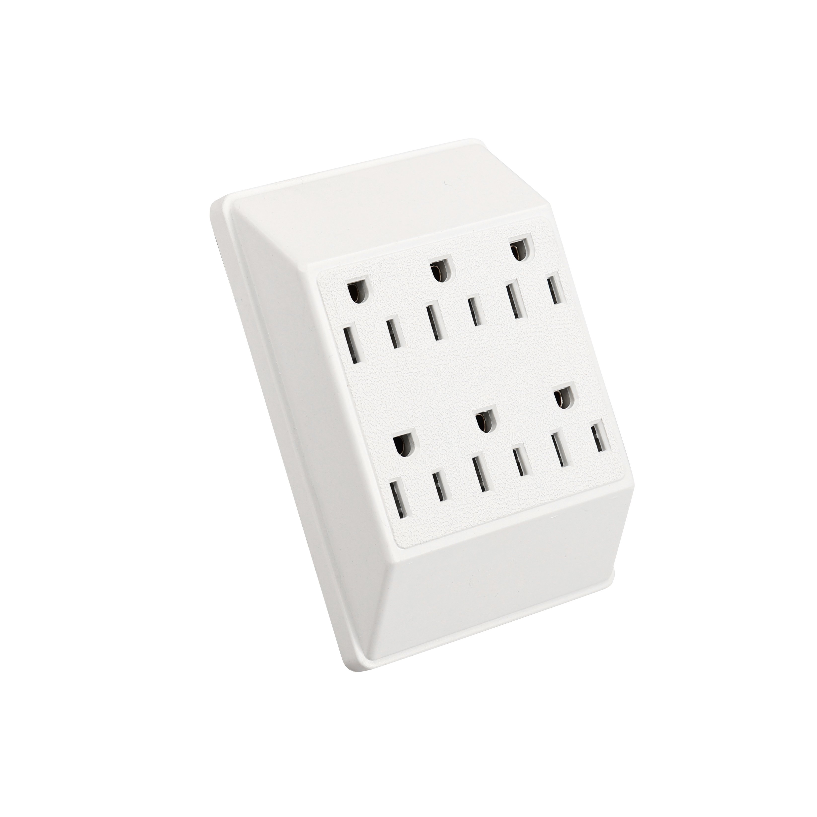 Factory Direct US 6 Outlets 125V 15A ABS Wall Charger Grounding Adapter White Changeover Plug