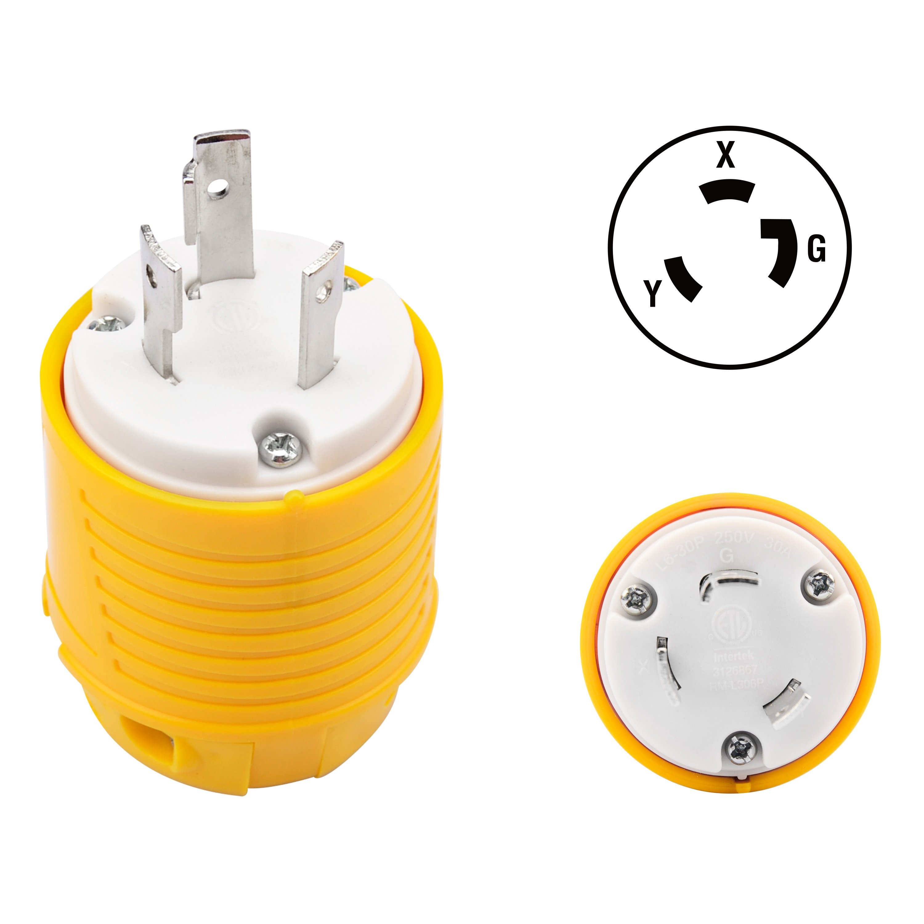 P023 NEMA L6-30P & NEMA L6-30R Locking Plug and Connector Set Generator Twist Lock Plug Socket 30 Amp 250V 2 Pole 3 Wire Ground
