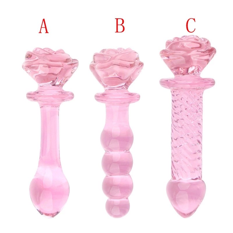 2022 New Anal Sex Toys Butt Plug Rose Shape Glass Anal Plug For Women Female
