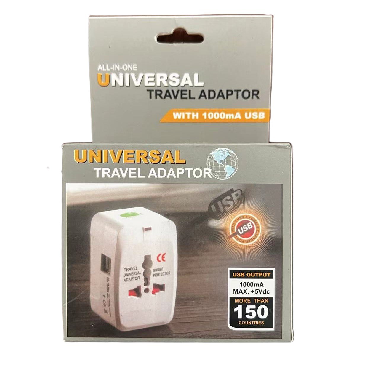 Brass universal plug with USB plug 1A