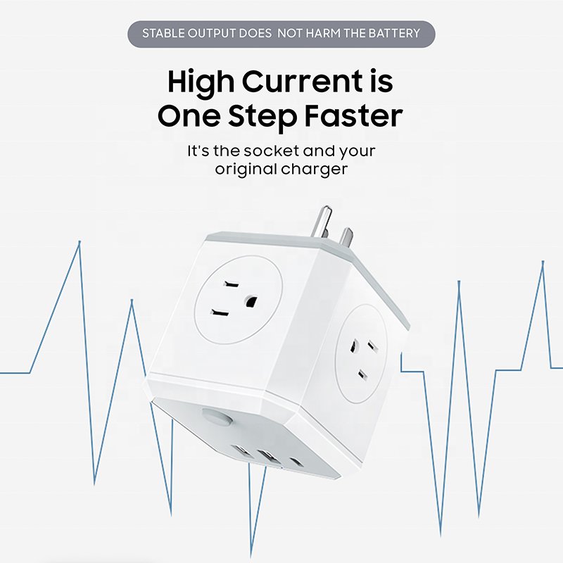 4 Outlet Extender with 3 USB Ports 3-Sided Power Strip Multi Plug Adapter Spaced for Home Office Plugs Sockets
