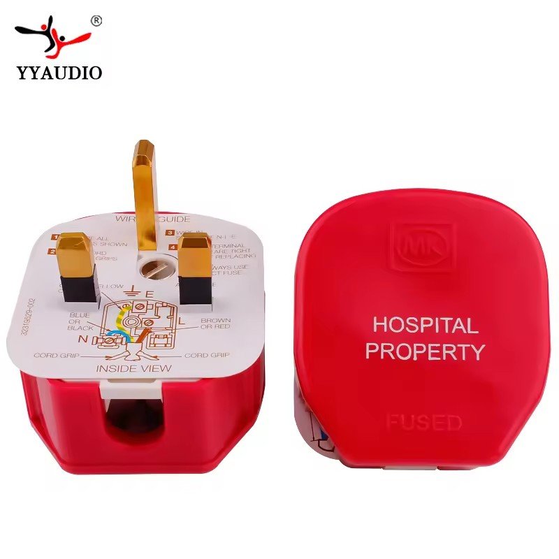 YYAUDIO Hospital Property MK-13UK Hifi DIY Hi-end AC Power Electric(m) Fused 13A Male 3 Pin UK British Plug Fuse Connector