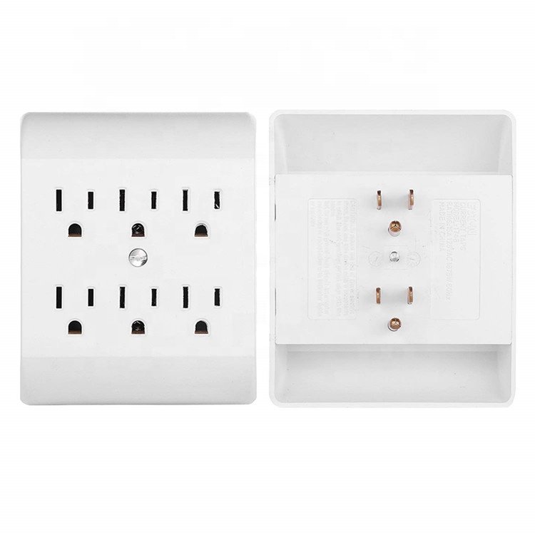 6-Outlet ABS Grounding Adapter with US Plug Standards 15A Rated Current 125V Rated Voltage