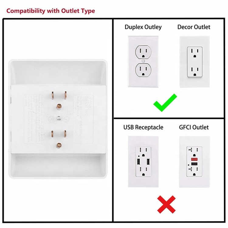 6-Outlet ABS Grounding Adapter with US Plug Standards 15A Rated Current 125V Rated Voltage