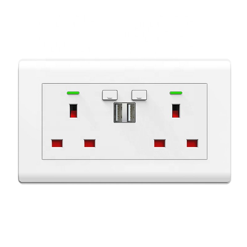 UK standard Tuya Smart Home Alexa Google Home Control Smart electric plug Socket smart socket Double wifi smart wall socket