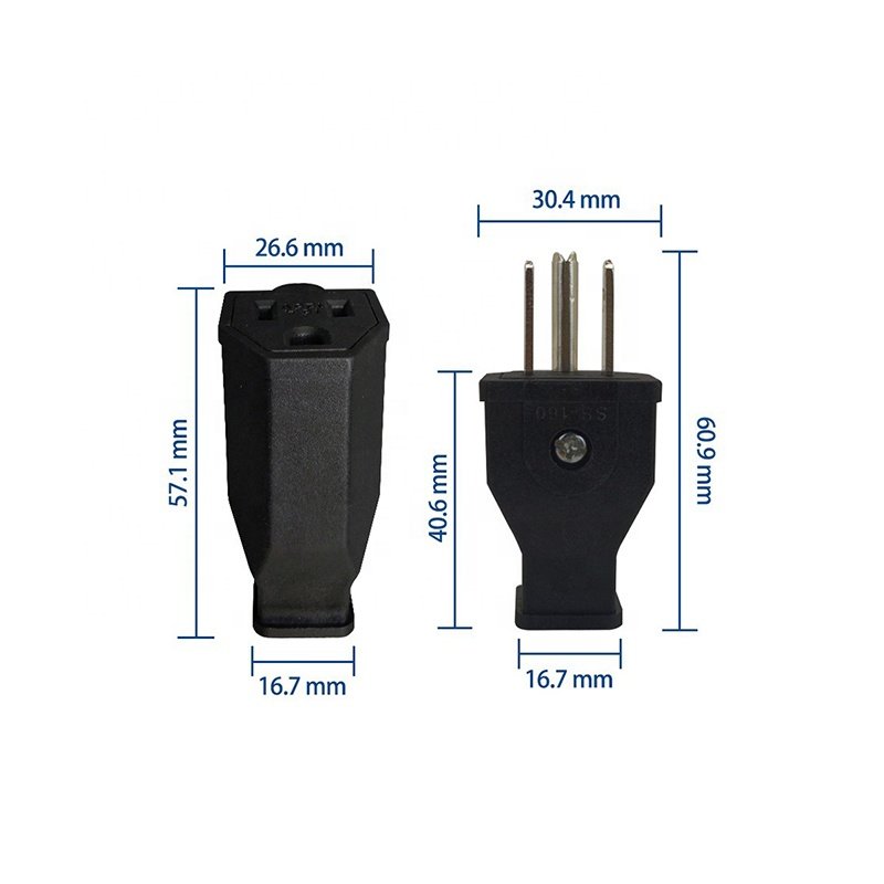US 3 pins power cord plug adapters 15A 125v replacement electrical plug