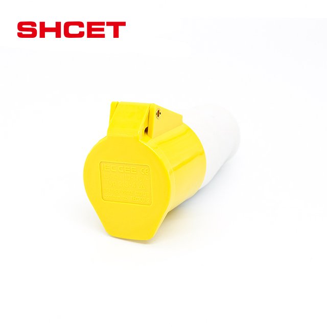 High quality Industrial plug and socket connector Mobile socket 16A 32A 3P IP44 yellow 213-4 from SHCET