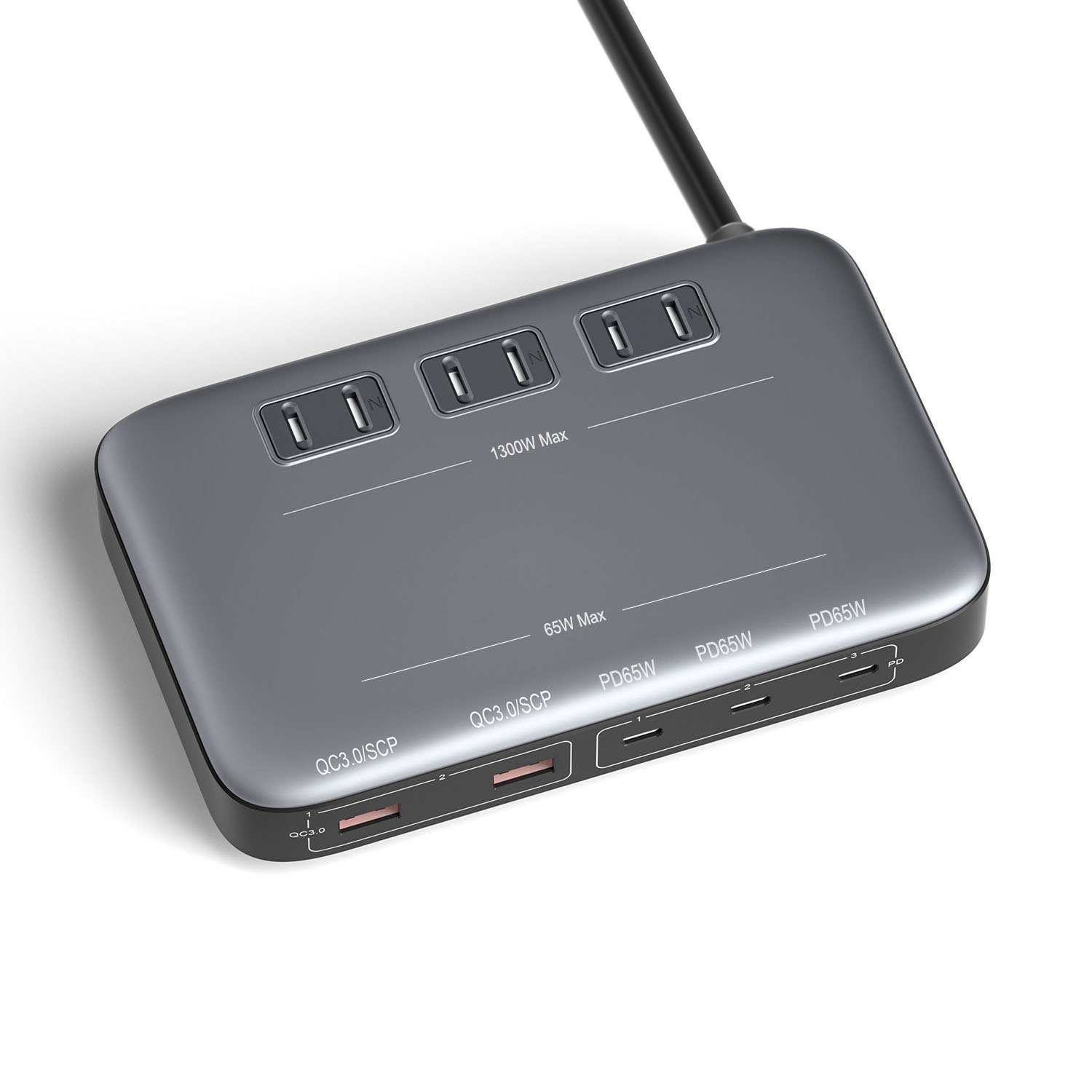 Desktop Jp Plug 1300W 3 AC Outlet Electrical Usb Type C Pd Qc Fast Charging Gan Charger Extension Surge Protector Power Strip