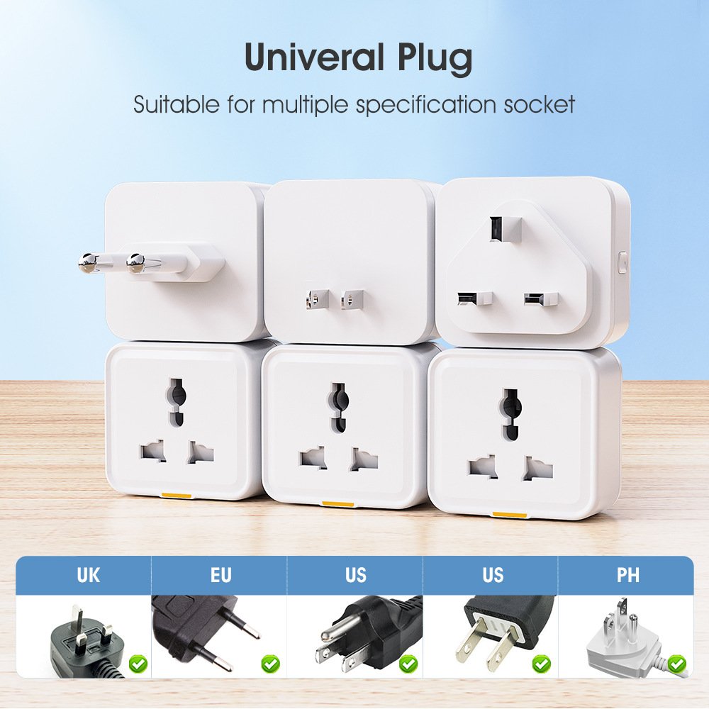 Tuya WiFi bluetooth RF433 c smart UK EU US plug to universal multi socket 240V 16A USB Type c voice remote control relay Sockets