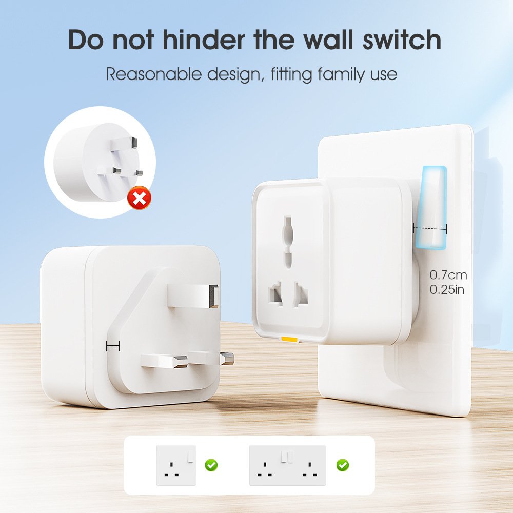 Tuya WiFi bluetooth RF433 c smart UK EU US plug to universal multi socket 240V 16A USB Type c voice remote control relay Sockets