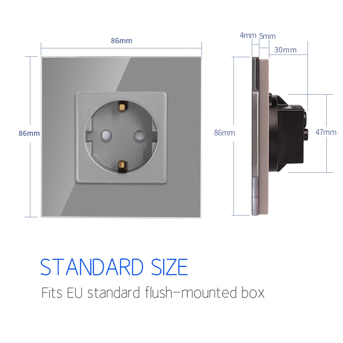 Bingoelec 16A European Socket Crystal Glass Frame Universal Plug Electric Power Wall Switch And Socket