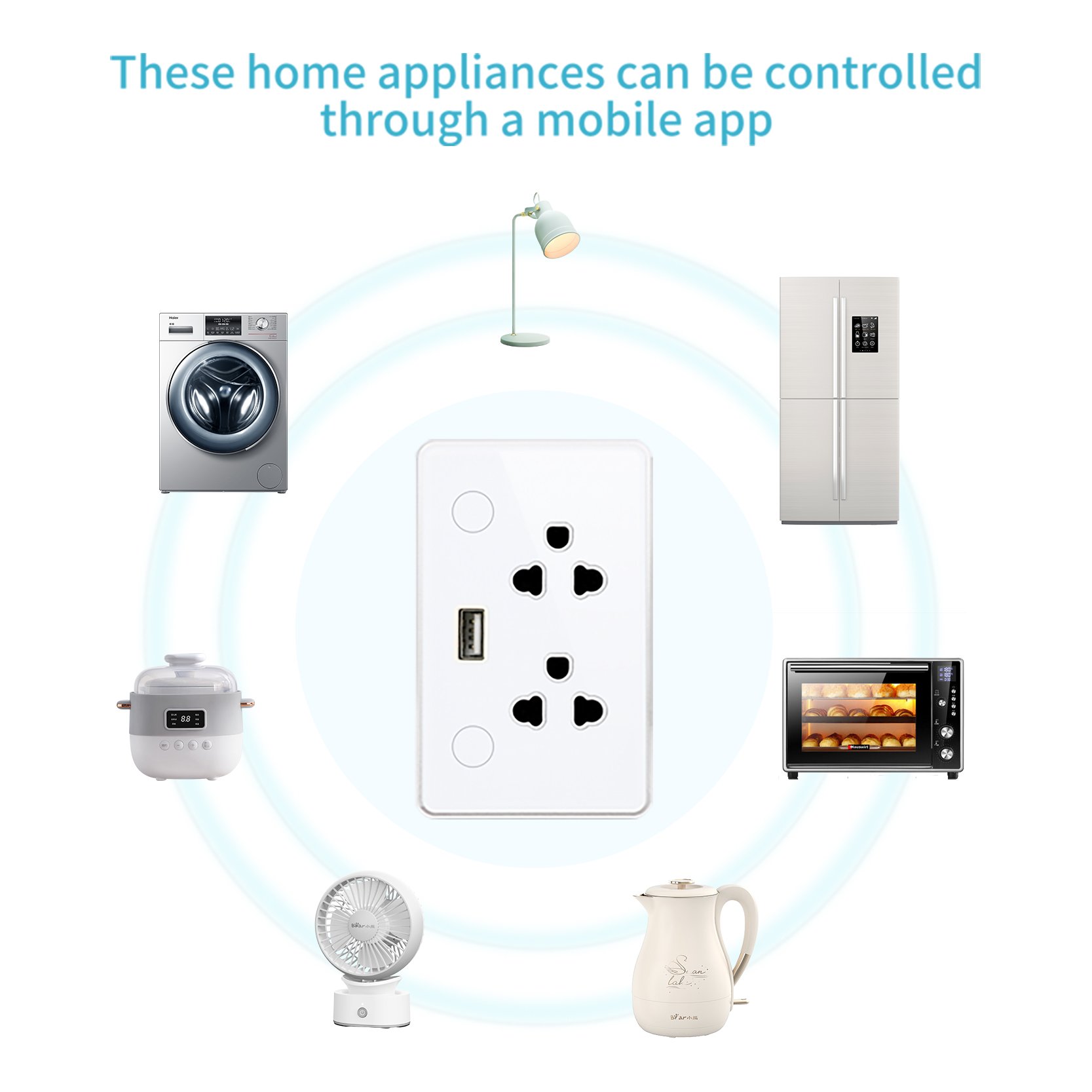 Tuya Wifi Smart Home Double Socket with USB Universal Zigbee Power Wall Plug 16A Glass and Aluminum Material USA Standard