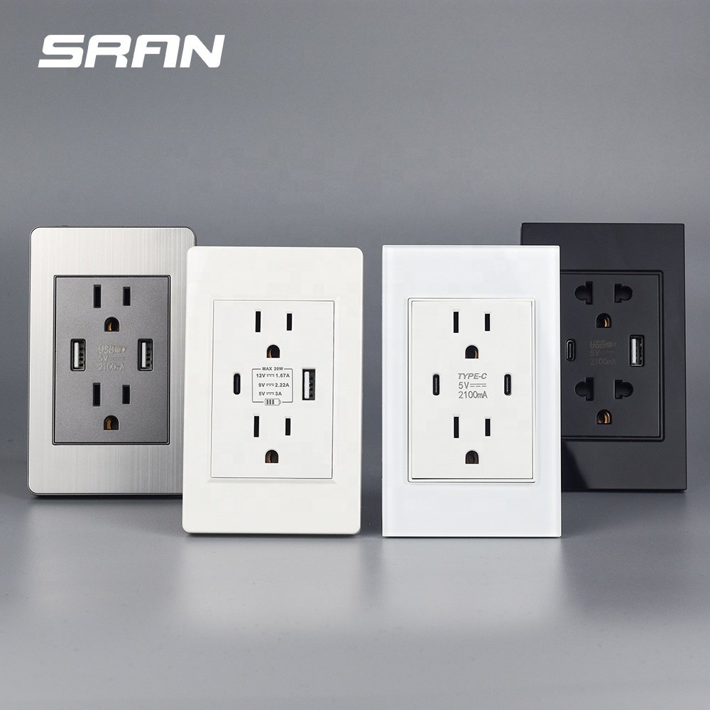 Home power sockets with usb port double plug US wall switch charger usb socket