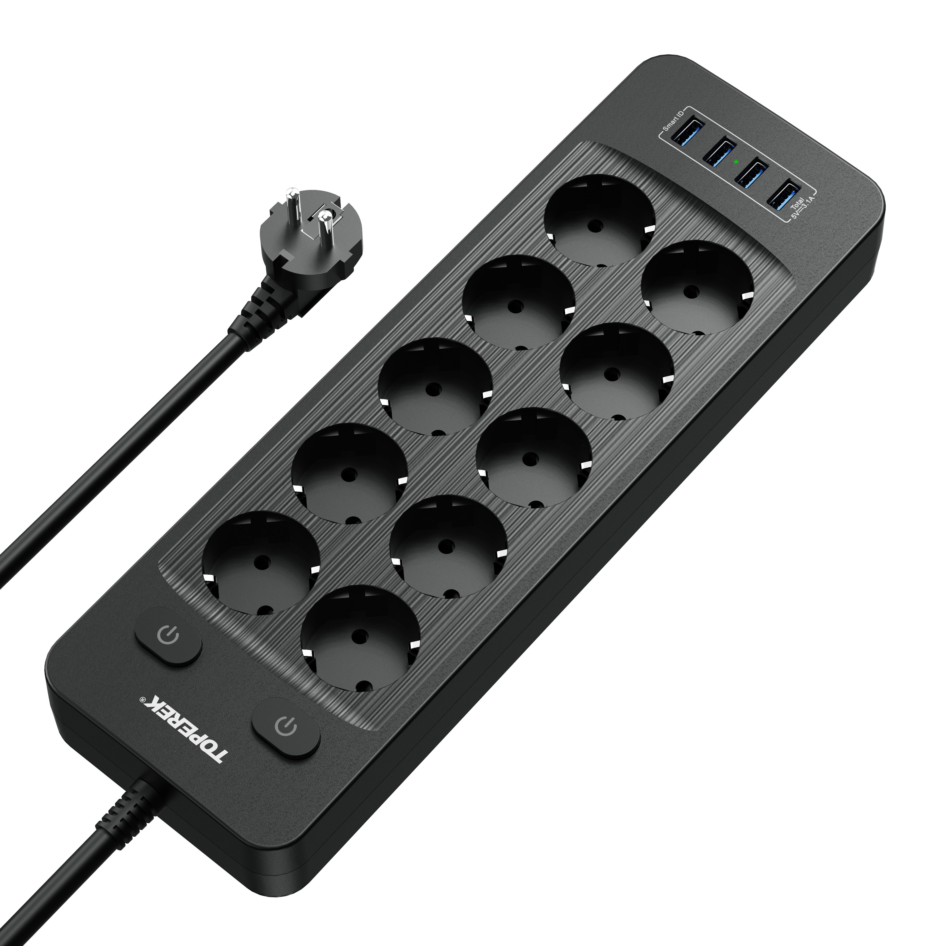 Electrical Items 10 AC Outlets Plug Socket 16A Power Strip With Usb Smart Charging Europe Best Selling in 2022