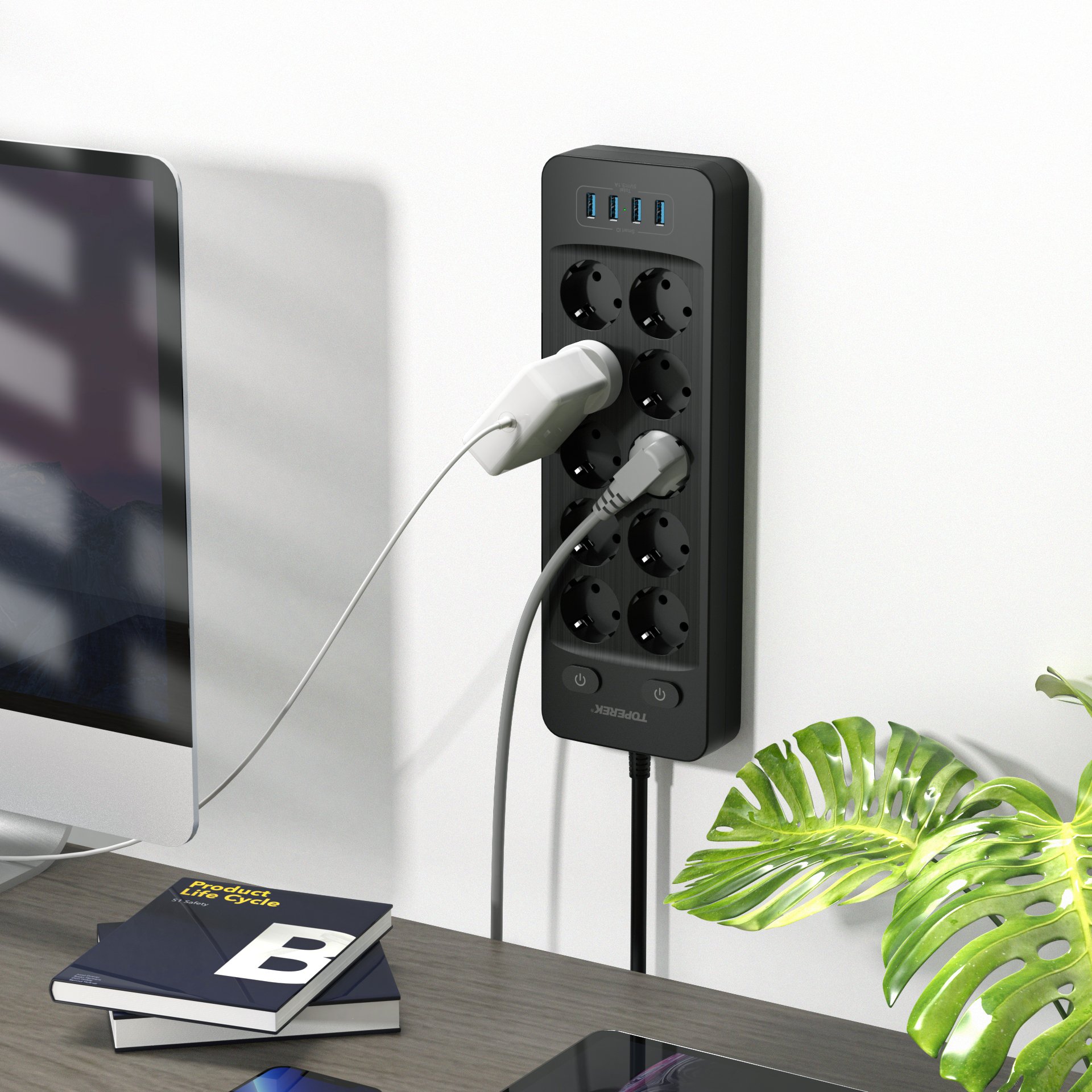 Electrical Items 10 AC Outlets Plug Socket 16A Power Strip With Usb Smart Charging Europe Best Selling in 2022