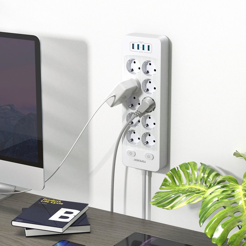 Electrical Items 10 AC Outlets Plug Socket 16A Power Strip With Usb Smart Charging Europe Best Selling in 2022