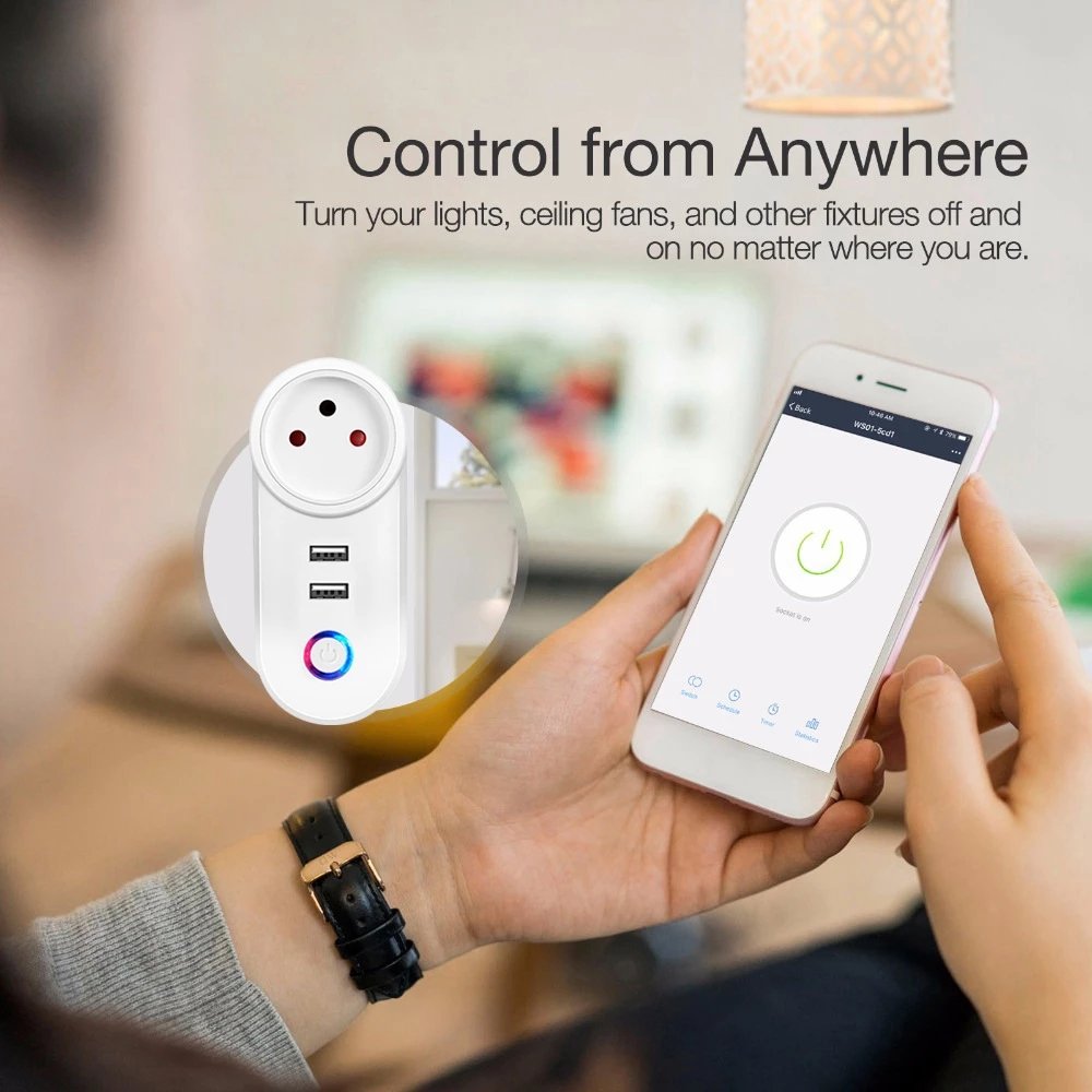 Smart Life Tuya 16A Israel IL WIFI Plug With Dual USB Socket Voice Control Timer Works Alexa Google Home surge protector
