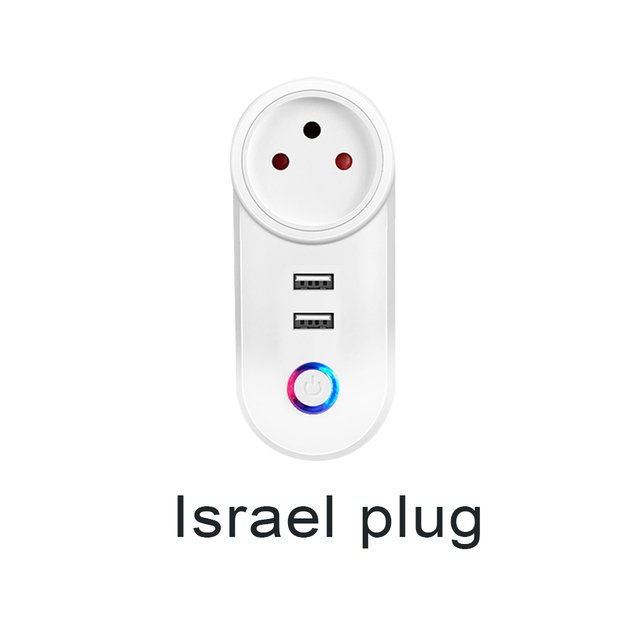 Smart Life Tuya 16A Israel IL WIFI Plug With Dual USB Socket Voice Control Timer Works Alexa Google Home surge protector