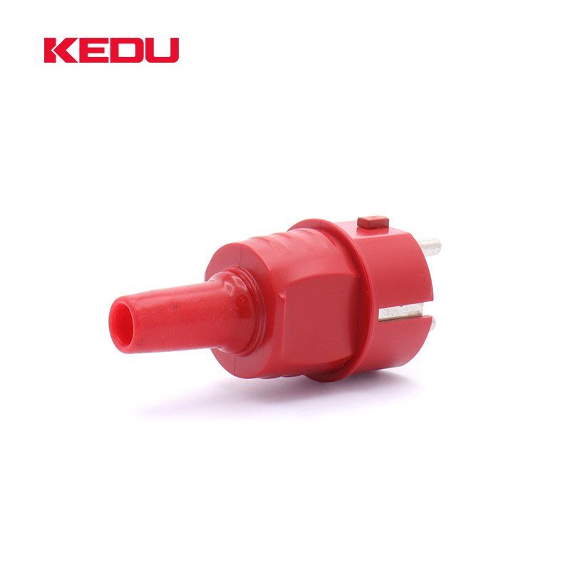 KEDU 16A 250V 2P+PE Red Color Electrical Euro Schuko Power Plug