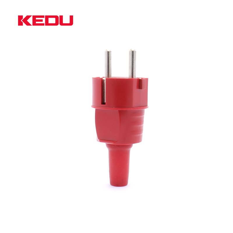 KEDU 16A 250V 2P+PE Red Color Electrical Euro Schuko Power Plug