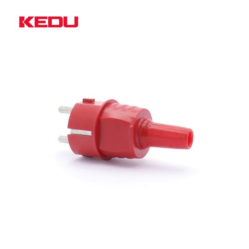 KEDU 16A 250V 2P+PE Red Color Electrical Euro Schuko Power Plug