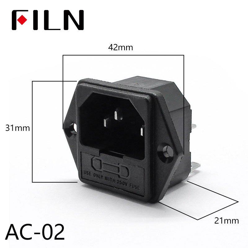 10A 250VAC 3 Pin iec320 C14 inlet connector plug AC-02 power socket 10A fuse holder socket male connector