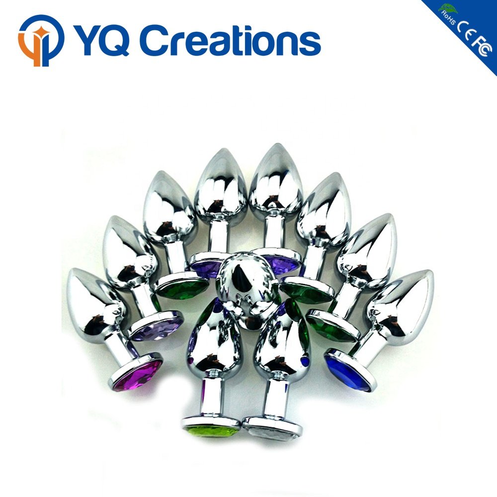 China Multi Size Silver Stainless Steel with Jewel Cheap Anal Sex Toys Dilator Crystal Anal Butt Plug set for Couple Sex Toy