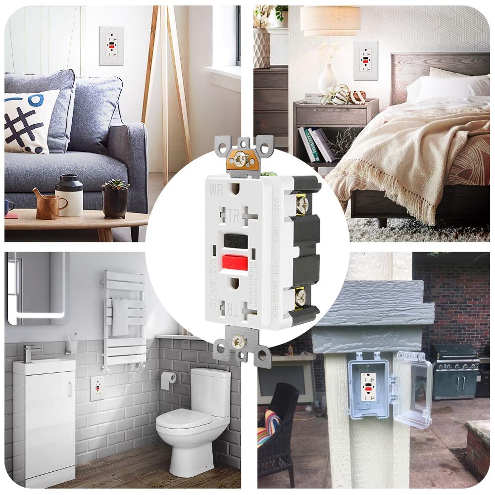 20A 125V Tamper-Resistant Weather Resident Self-Test GFCI Socket for US Standard Plug