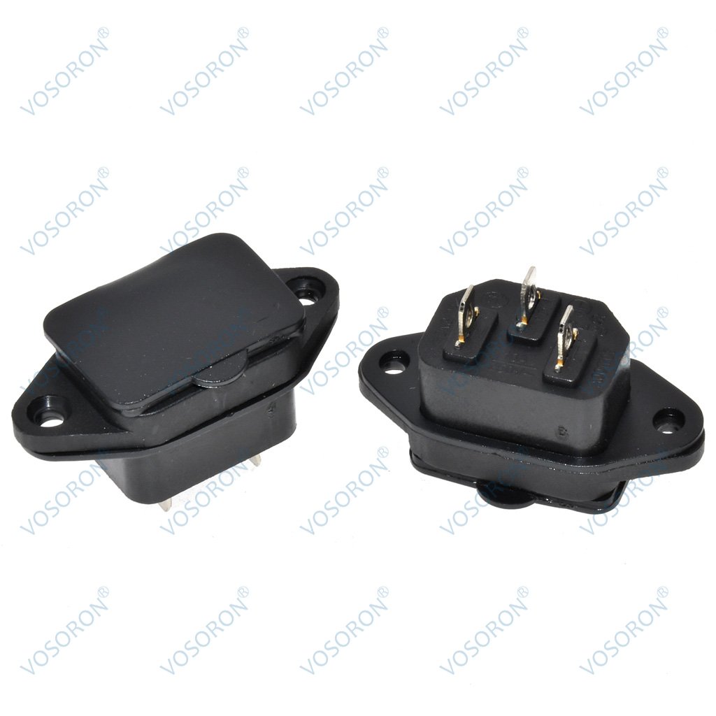 IEC 320 C14 3Pins Male Plug With screw holes waterproof cover plug Connector AC power socket