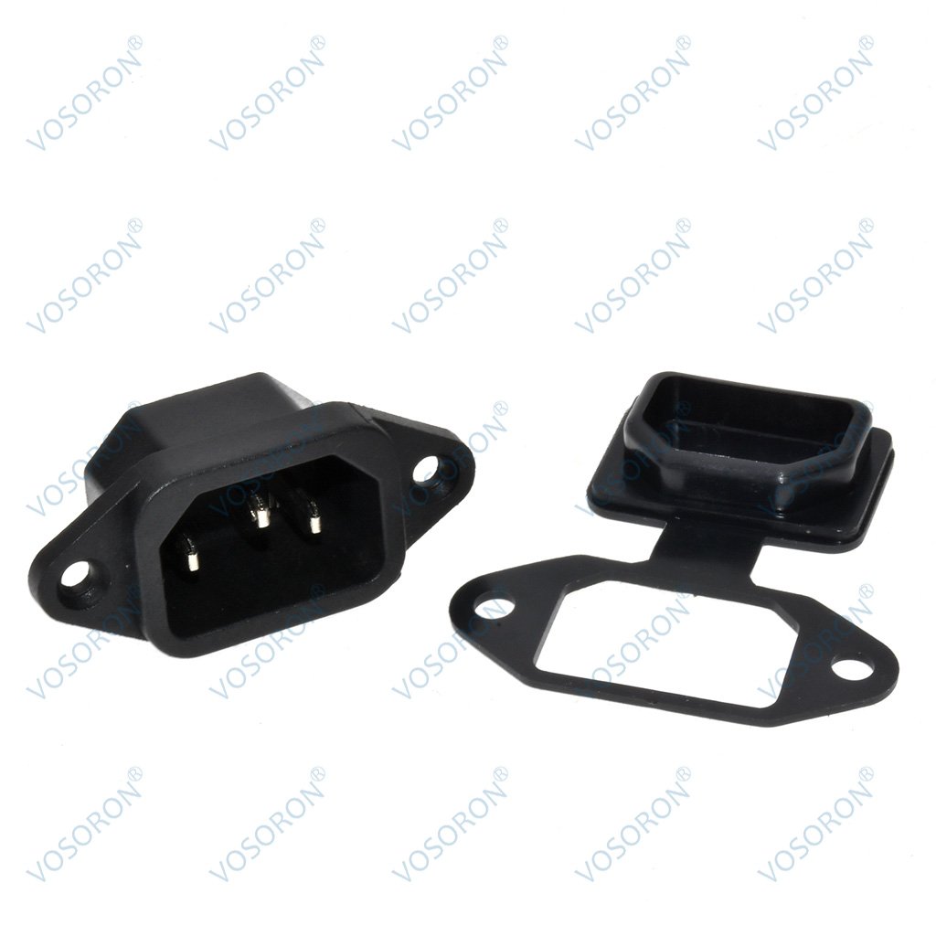 IEC 320 C14 3Pins Male Plug With screw holes waterproof cover plug Connector AC power socket