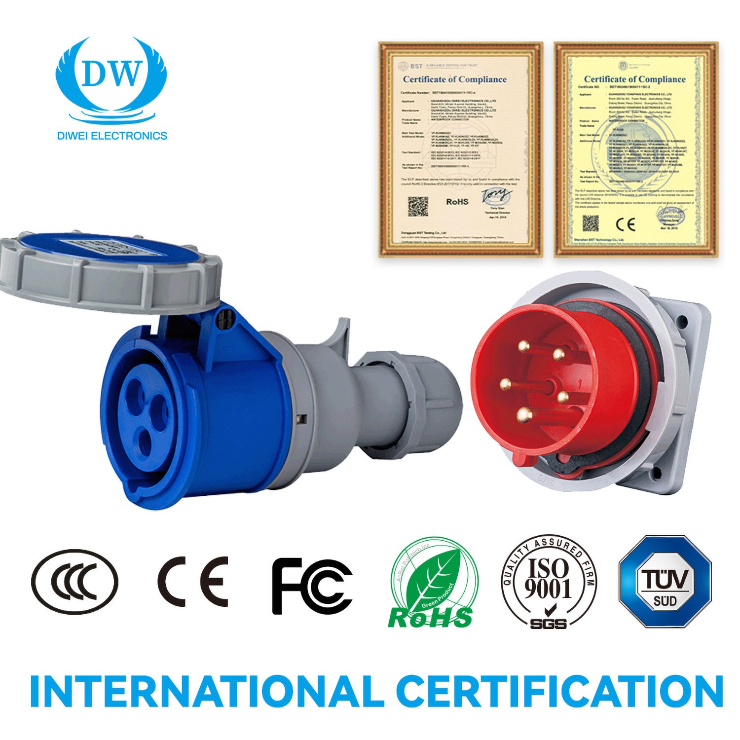 IP67 Weatherproof Outdoor Industrial Plug And Socket Connector