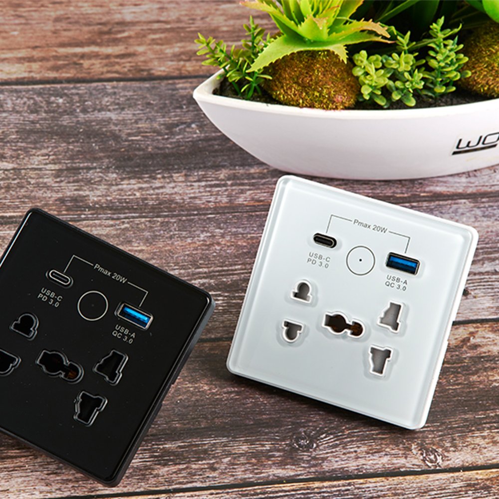 Smart Home Tuya Wifi Smart Touch Panel Switch and Socket with USB USA 20W fast charge Universal Zigbee Power Wall Plugs Socket