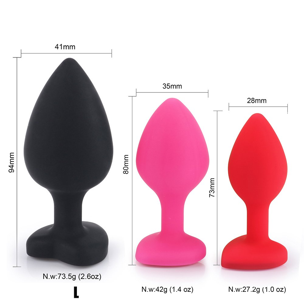 Set 3 Women's Silicone Anal Plug Sex Toys Black Red Pink Jewel Crystal Heart Butt Plug Anal Plug 3 Piece Set Juguetes Sexuales
