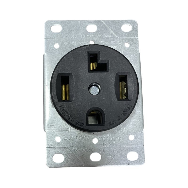 ETL Listed Flush Dryer Receptacle 30 Amp 125 250V Current Black NEMA 14-30R Power Outlet Plug Socket Switch