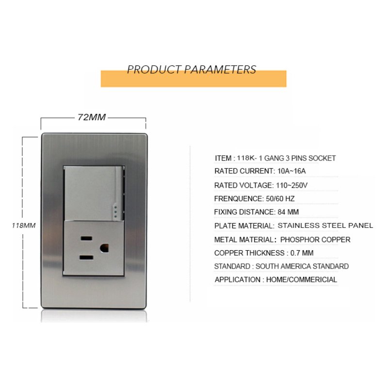 Factory Price Wall Mount Switched Socket 110V-250V Power Triple Outlets Plug Charger 1 Gang Light Switch Socket