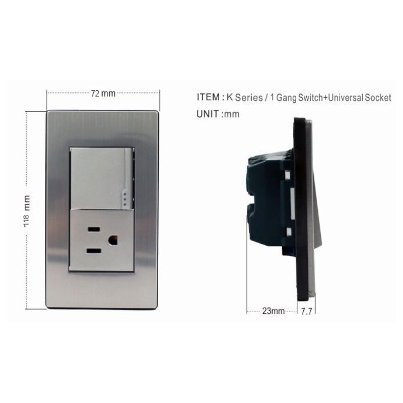Factory Price Wall Mount Switched Socket 110V-250V Power Triple Outlets Plug Charger 1 Gang Light Switch Socket