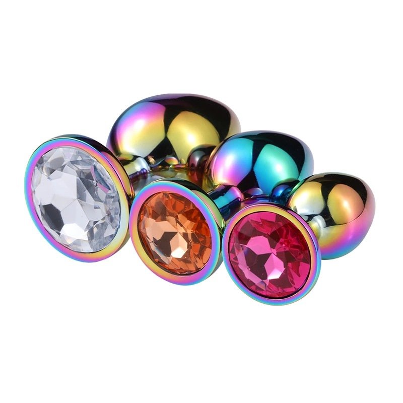 Full color Style Round-shaped Adult Butt Plug toys set Luxury Diamond Stainless Crystal Anal bead Anal Plug Sex toys For Women