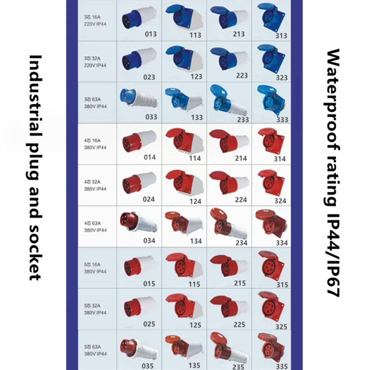 industrial plugs and sockets ip67 IP44 waterproof electrical 16a 32a industrial 3p 4p male and female industrial plug and socket