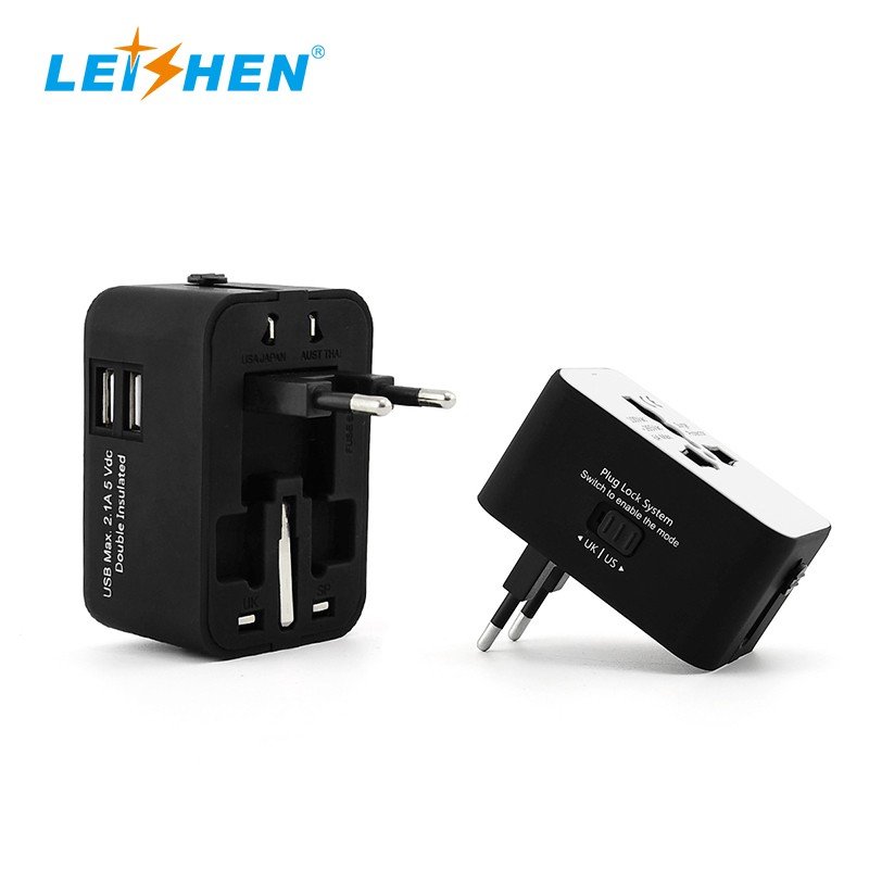All In One Plug Dual USB 1000MA Universal World Travel Adapter Universal Multi Travel Adapter Smart Charger For Promotion