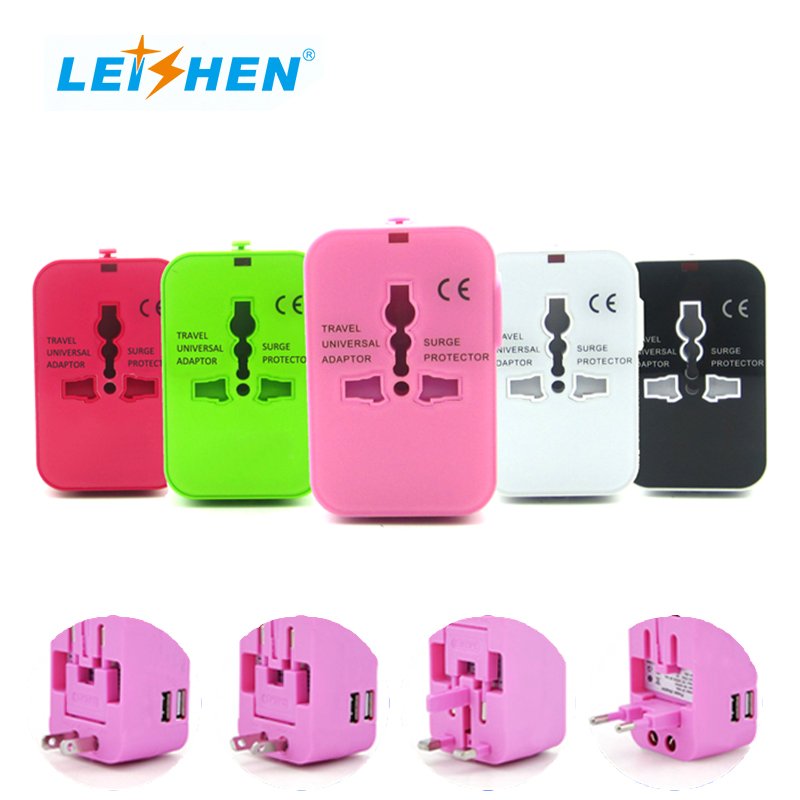 All In One Plug Dual USB 1000MA Universal World Travel Adapter Universal Multi Travel Adapter Smart Charger For Promotion