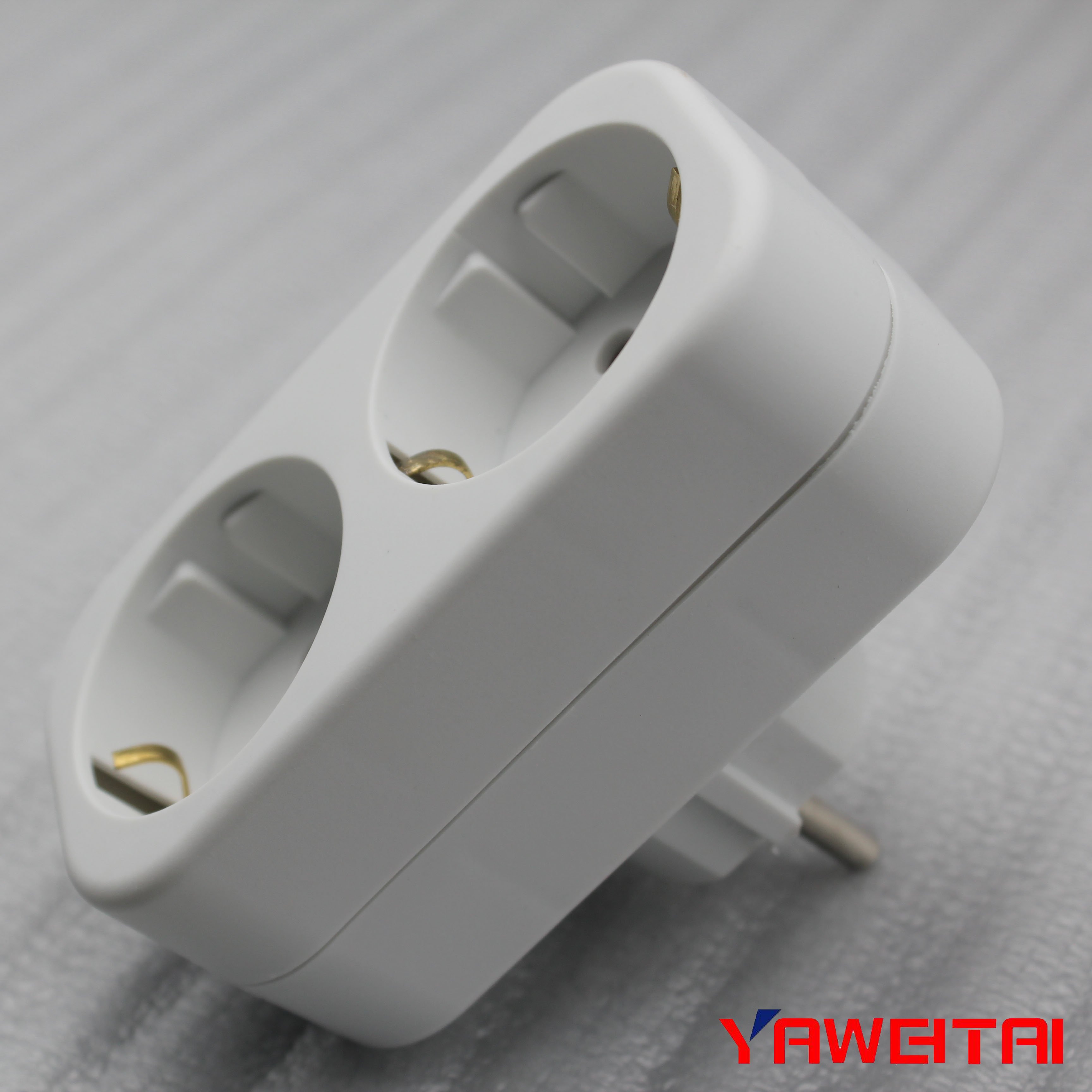 YW-7382 European Power Wall Socket Switch 1to 2 Schuko Socket Plug EU Travel Adapter With Earthing