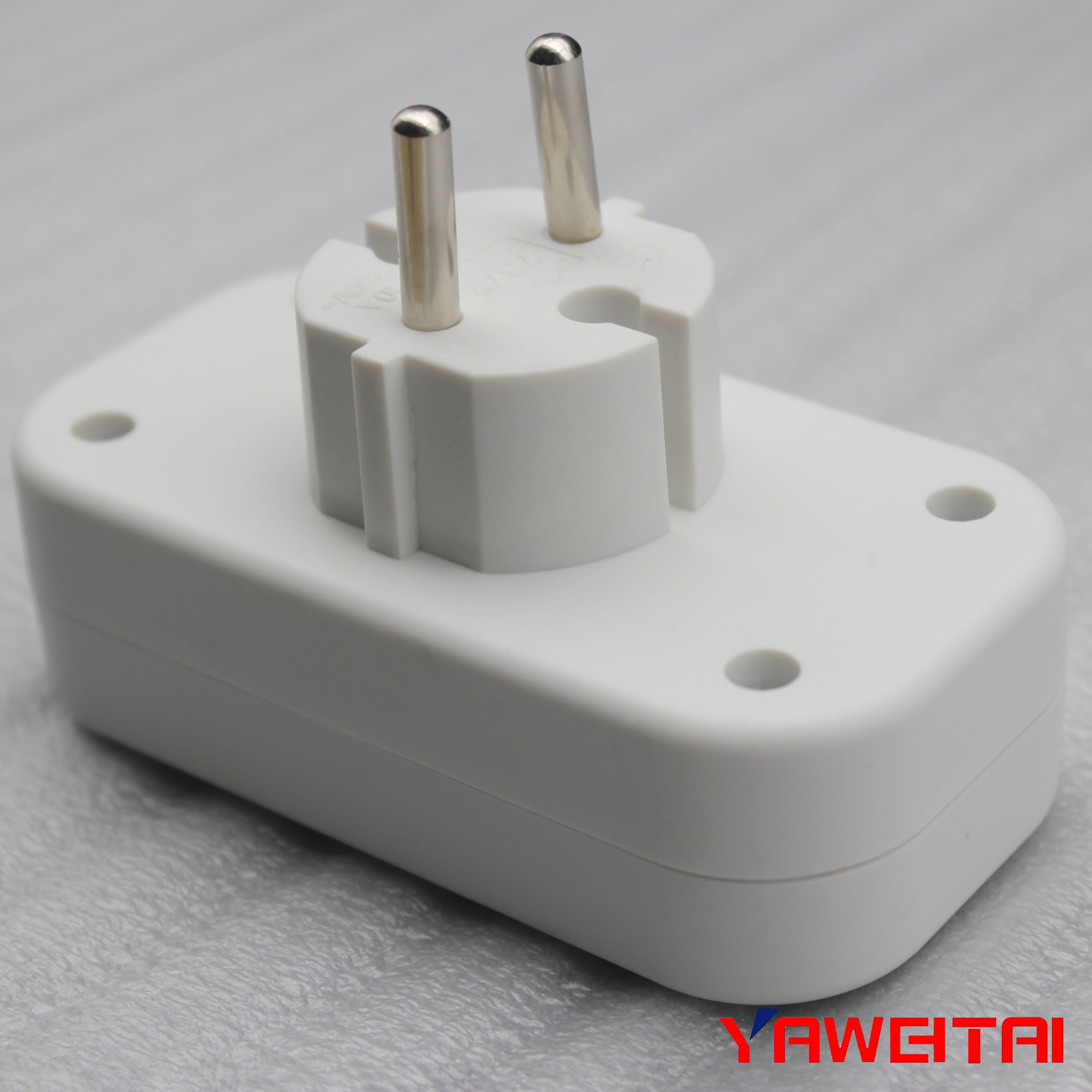 YW-7382 European Power Wall Socket Switch 1to 2 Schuko Socket Plug EU Travel Adapter With Earthing