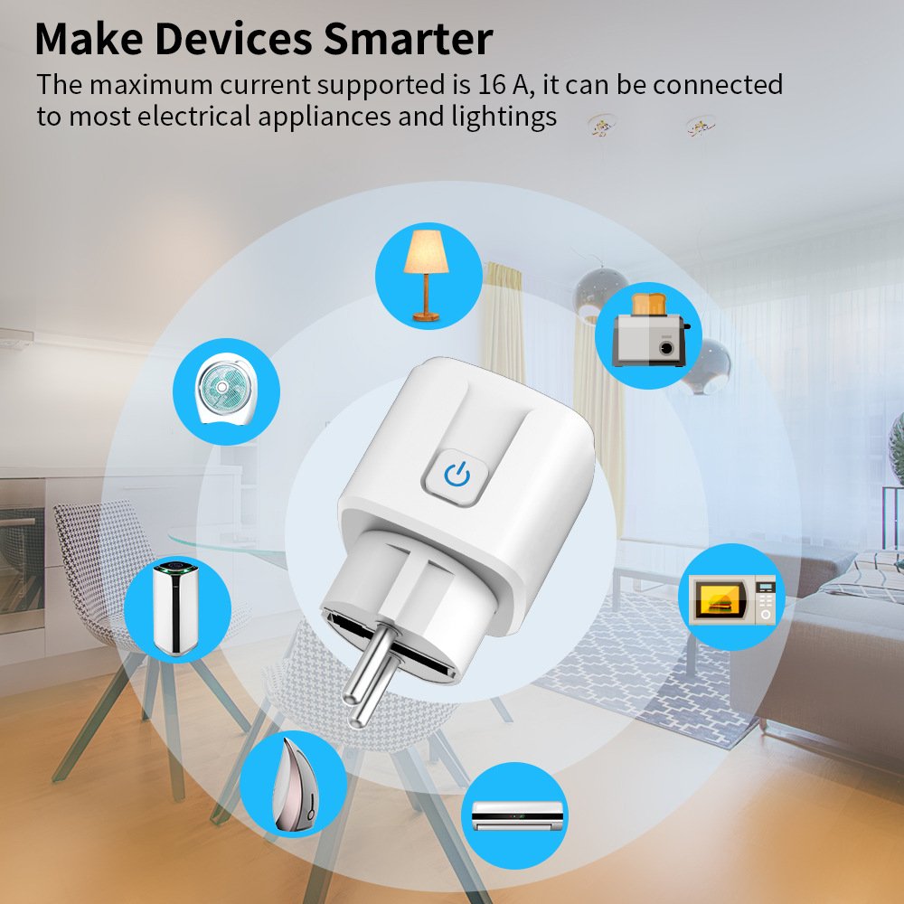 EU Plug WiFi Radio Smart Socket,Support HomeKit & Cozylife APP,Works with Voice Control Timer Compatible with Alexa,Google Home