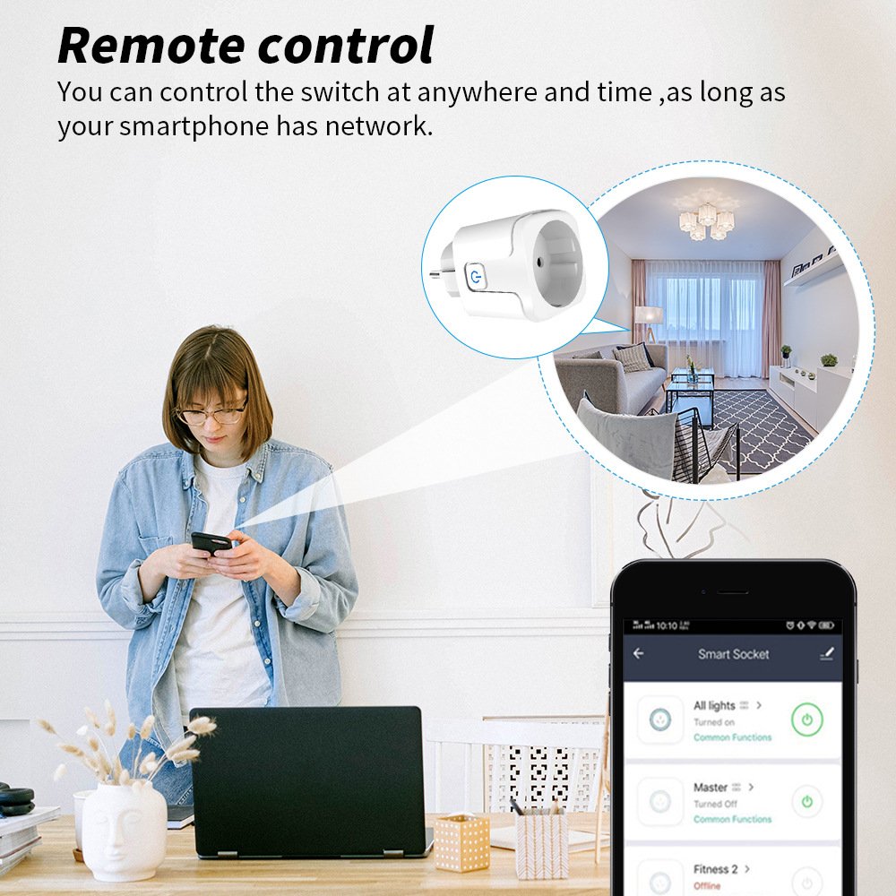 EU Plug WiFi Radio Smart Socket,Support HomeKit & Cozylife APP,Works with Voice Control Timer Compatible with Alexa,Google Home