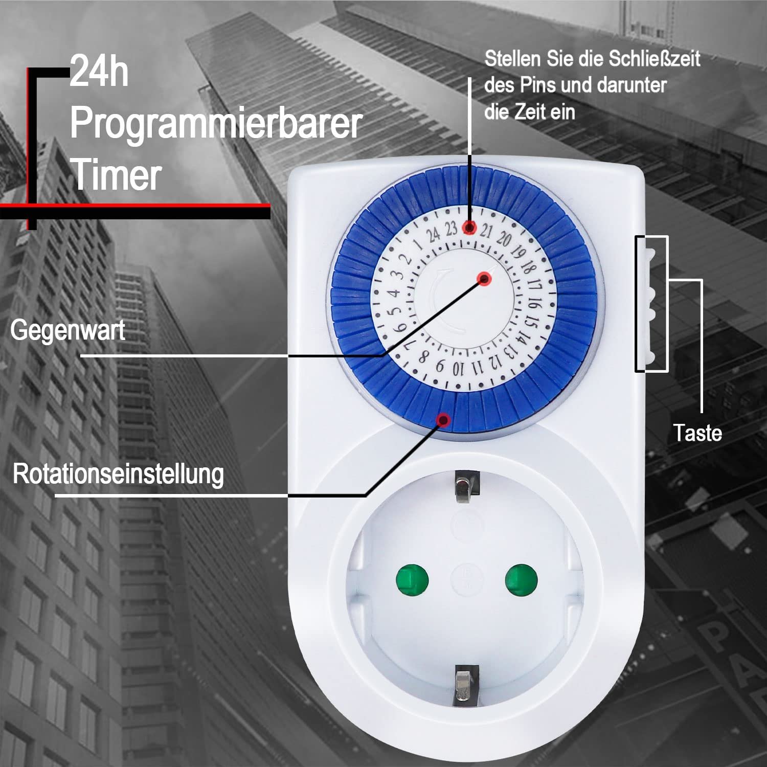 ROEY 24 Hour Plug In Timer Relay Switch Socket/Mechanical Timer Plug Socket