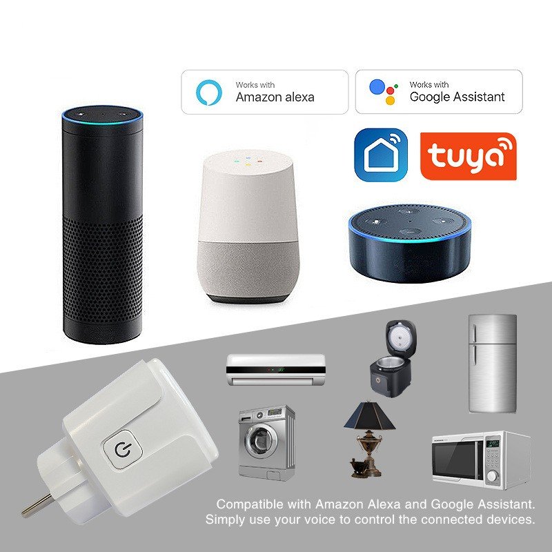 Intelligent Mini Socket 16A - Works with Android and iOS and Google Home, Alexa, Google Nest Hub,on Only 2.4 GHz Network